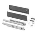 Cajón exterior Vertex con regulación 3D de altura 131mm, 40kg, profundidad 500mm, Acero, Gris antracita - Emuca