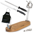 Soporte jamonero giratorio plegable metal/bambú ovalado + cuchillo jamonero Evo y chaira + pinza jamón 3 Claveles
