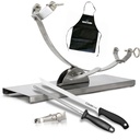 Hamhouder met tuimelvoet Inox Flores Cortés + ham en slijpmes Evo + hamklem Arcos