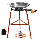 Kit paellero 40cm Garcima + 42cm + + paellera Regler und verstärkte Schlauchstütz Kabra