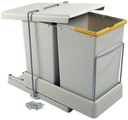 Contenedor de reciclaje para módulo de cocina fijación inferior 2 cubos de 14 litros gris Emuca