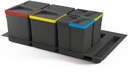 Contenedores de reciclaje 15L + 15L + 7L + 7L + base para módulo de cocina de 900mm gris antracita Emuca