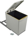 Recycling bin 16L for kitchen module bottom cover fixing automatic gray Emuca