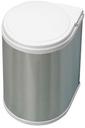 Contenedor de reciclaje 13L para módulo de cocina fijación puerta, apertura tapa automática Inox Emuca