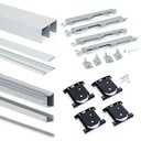 Sliding system for rolling doors cabinet 2 lower thickness 16 mm aluminum profiles Emuca