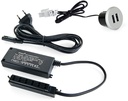 Connecteur rond à monter dans l'armoire 2 entrées USB gris métallique plastique Ø37mm Emuca