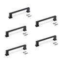 Lote de 5 tiradores para mueble Tanger, L147.5mm, intereje 128mm, Zamak, Pintado negro - Emuca