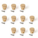 Lote de 10 pomos para mueble Argos, diámetro 30mm, Aluminio, Oro - Emuca