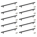 Lote de 10 tiradores para mueble Orlando, L336mm, intereje 256mm, Acero, Pintado negro - Emuca