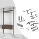 Kit Soportes para 1 Estante de Madera, Módulo y Barra Colgar 1m Zero Zamak Gris - Emuca
