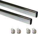 Kit barra di acciaio cromato quadro 30x15mm 750 millimetri Emuca