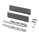 Cajón exterior Vertex con regulación 3D de altura 131mm, 40kg, profundidad 400mm, Acero, Gris antracita - Emuca