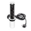 Multiconector extraíble Vertikal, 3 enchufes tipo Schuko, 2 USB tipo A, Plástico y Aluminio, Pintado blanco - Emuca