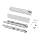 Cajón exterior Vertex con regulación 3D de altura 93mm, 60kg, profundidad 500mm, Acero, Pintado blanco - Emuca