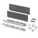 Cajón exterior Vertex con regulación 3D de altura 178mm, 60kg, profundidad 500mm, Acero, Gris antracita - Emuca