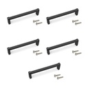 Lote de 5 tiradores para mueble Bergen, L141mm, intereje 128mm, Aluminio, Pintado negro - Emuca