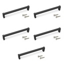 Lote de 5 tiradores para mueble Bergen, L173mm, intereje 160mm, Aluminio, Pintado negro - Emuca