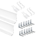 Kit de 2 perfiles superiores Gola para muebles de cocina, longitud 2,35m, con accesorios, Aluminio, Pintado blanco - Emuca