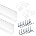 Kit de 2 perfiles centrales Gola para muebles de cocina, longitud 2,35m, con accesorios, Aluminio, Pintado blanco - Emuca