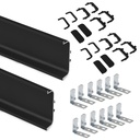 Kit de 2 perfiles centrales Gola para muebles de cocina, longitud 2,35m, con accesorios, Aluminio, Pintado negro - Emuca
