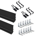Kit de 2 perfiles superiores Gola para muebles de cocina, longitud 2,35m, con accesorios, Aluminio, Pintado negro - Emuca