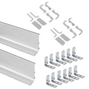 Kit de 2 perfiles superiores Gola para muebles de cocina, longitud 2,35m, con accesorios, Aluminio, Anodizado mate - Emuca