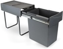 Contenedor de reciclaje de 20L para cocina fijación inferior extracción manual acero y plástico gris antracita Emuca