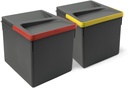 2 récipients pour la cuisine tiroir 2x12L hauteur 216mm anthracite Emuca