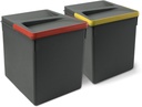 2 containers for kitchen drawer 2x15L height 266mm anthracite Emuca