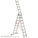 Basic aluminum ladder triple Proline 8 + 8 + 8 steps Plabell