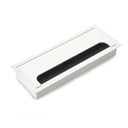 Pasacables para mesa Quadrum, rectangular, 269x80mm, para encastrar, Aluminio, Pintado blanco - Emuca