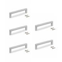 Lote de 5 tiradores para mueble Habana, L136mm, intereje 128mm, Zamak, Niquel satinado - Emuca