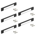 Lote de 5 tiradores para mueble Paiporta, L160mm, intereje 128mm, Zamak, Pintado negro - Emuca