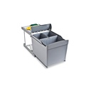 Contenedor reciclaje extracción automática 1x16L 2x7.5L gris para mueble cocina - Emuca