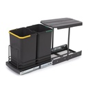 Contenedor reciclaje extracción dual 2x12L gris antracita para mueble cocina - Emuca
