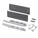 Cajón Vertex regulación 3D altura 178mm 40kg profundidad 350mm gris antracita - Emuca