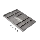 Cajón organizador para armarios Quartz, 640mm (M80), Piel ecológica y madera, Titanio - Emuca
