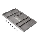 Cajón organizador para armarios Quartz, 740mm (M90), Piel ecológica y madera, Titanio - Emuca