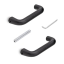 Manivelas para cerraduras de puertas de paso de cristal, forma U, Aluminio, Acabado pintado negro - Emuca