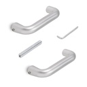 Manivelas para cerraduras de puertas de cristal de paso, forma U, Aluminio, Acabado anodizado mate - Emuca