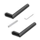 Manivelas para cerraduras de puertas de cristal de paso, forma L-R, aluminio, Acabado pintado negro - Emuca