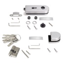 Kit cerradura y cerradero para puerta doble de cristal, puerta vidrio 8-12mm, acero y aluminio, anodizado mate. - Emuca