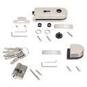 Kit cerradura y cerradero para puerta doble de cristal, puerta vidrio 8-12mm, acero, acabado inox - Emuca