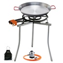 Kit paellero 40cm Garcima + paellera 42cm + soporte Universal + regulador y manguera Kabra (Delantal Gratis)