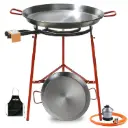 Bricolemar Paellero a Gas 50 cm + Kit Completo (Paellera 60 cm + Paellera de 42 cm + Patas Reforzadas + Regulador + Manguera + Delantal)